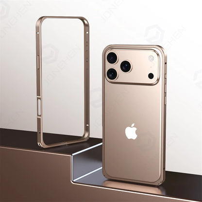 17pro Light Aluminum Metal Bumper Case Orange For iPhone 12 13 14 Plus 15 16 17 Pro Max Ultra Thin Alloy Back Frame Accessories