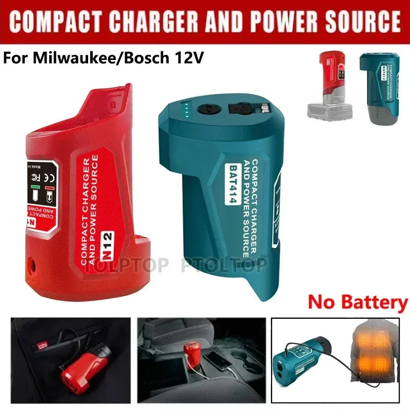 Charger Converter USB Power Adapter Phone Charger Adapter For Milwaukee For Makita For Bosch 12V Battery 12V DC Output Port