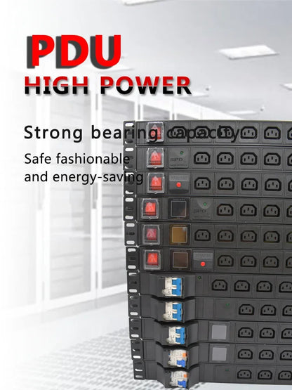 19 inches PDU SPD ammeter overload protection air switch Short circuit switch module power strip  IEC-320 C13 output C14 PLUG