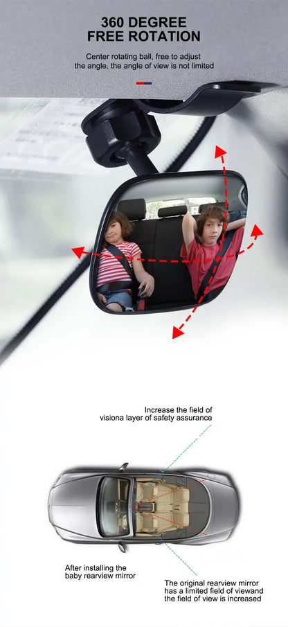 SEAMETAL Car Interior Baby Mirrors 120-Degree Wide Angle Rear View Mirror for Baby Children Safe Adjustable Car Observing Mirror