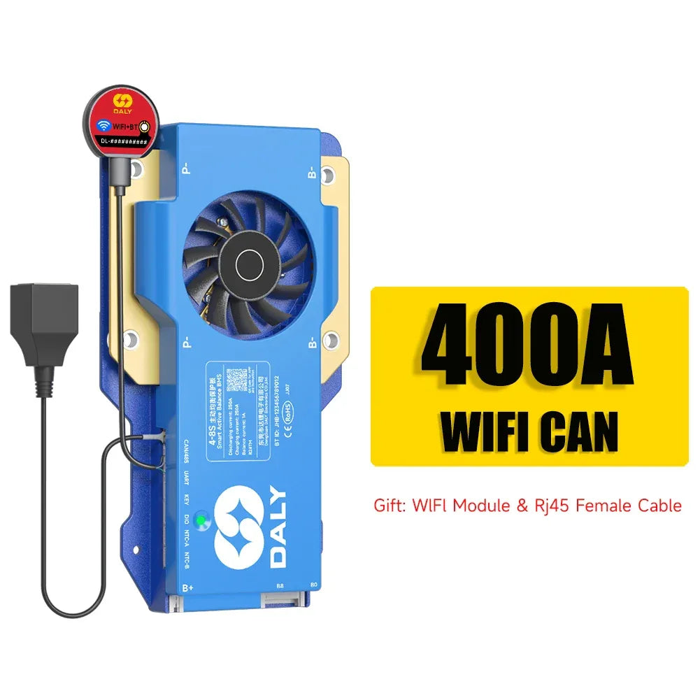 Daly BMS WiFi Active BMS 250 amperios for Lifepo4 4S 8S 24S 100A 150A 200A 500A Active Balance 1A Built-in BT 7S 24V 12V 48V