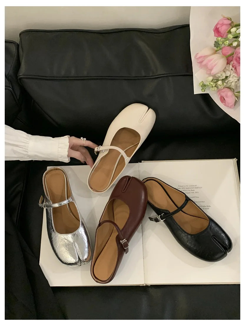 Women Tabi Ninja Slippers Brand Mules Soft Microfiber Comfy Flats Fashion Split Toe Slides Casual Loafer Shallow Ballerina Mujer
