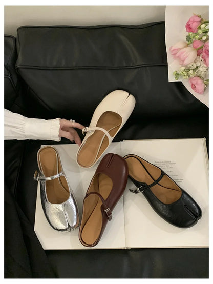 Women Tabi Ninja Slippers Brand Mules Soft Microfiber Comfy Flats Fashion Split Toe Slides Casual Loafer Shallow Ballerina Mujer