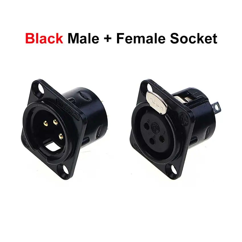 JCD XLR 3pin Male Female Panel Audio Microphone Mixer Plug Jack Connector YS145 YS146 Male Female 3 Core XLR Metal Socket