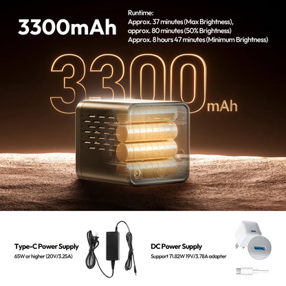 Ulanzi C60 60W COB Video Light Bi-Color Led Light 2500-6500K 3300mAh Mini Bowens Mount for Photography Studio Lighting Live Vlog
