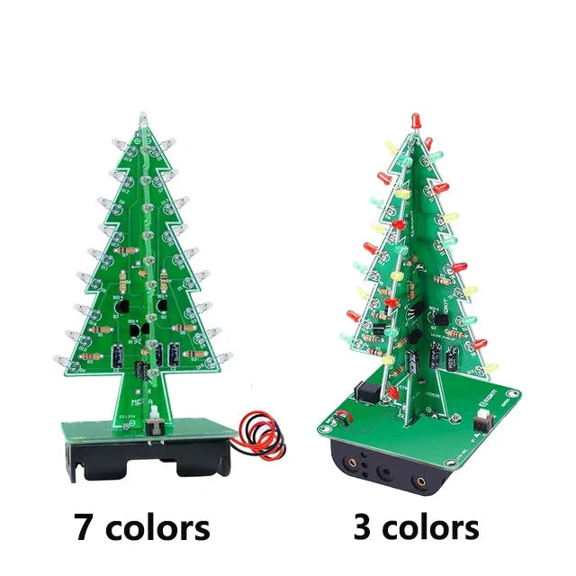 Three-Dimensional 3D Christmas Tree LED DIY Kit Red/Green/Yellow LED Flash Circuit Kit Electronic Fun Suite