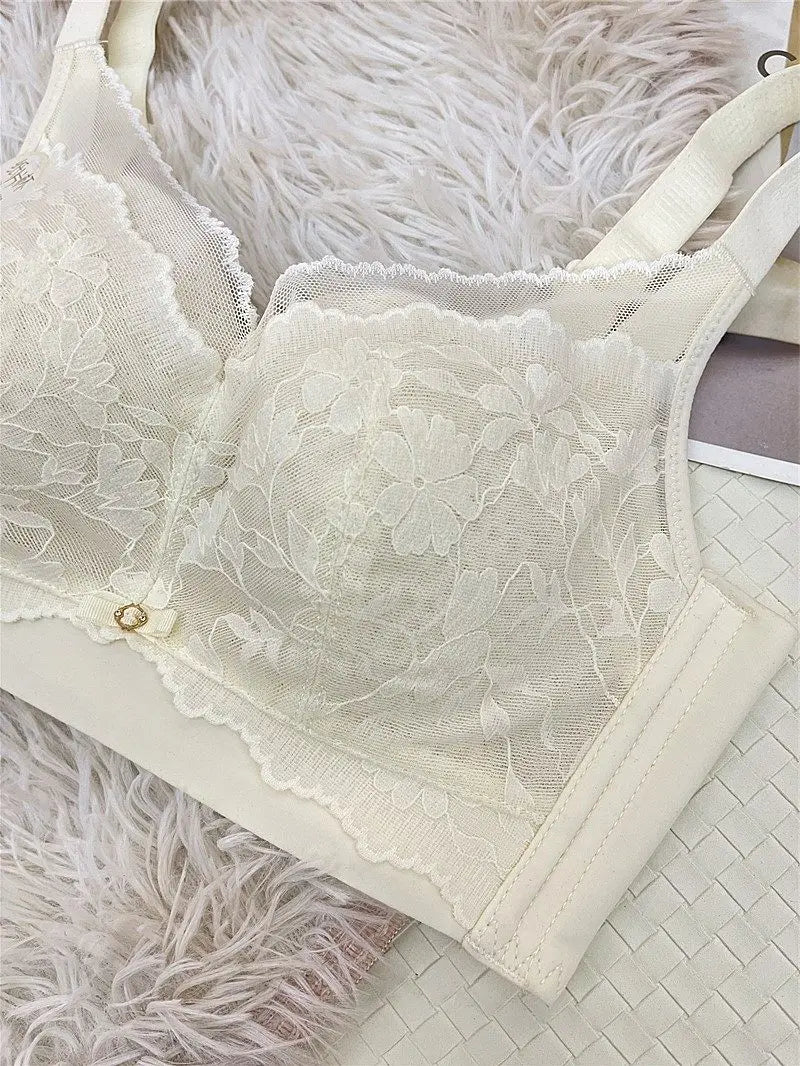 Victoria Style Lace Bra Large Chest Minimizer Ultra Thin Cup Wireless Comfort Push Up Sexy Lingerie Seamless No Underwire MOYISU