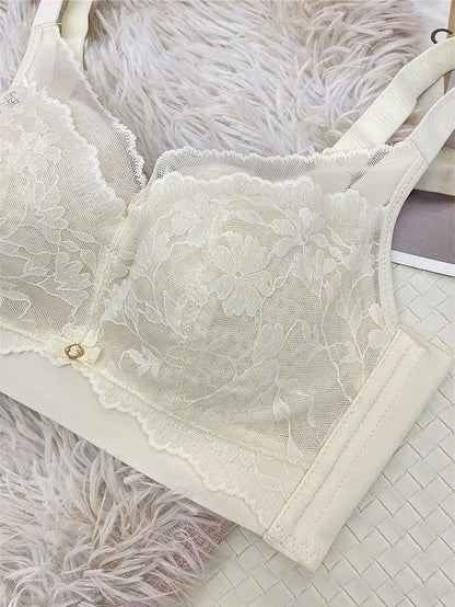 Victoria Style Lace Bra Large Chest Minimizer Ultra Thin Cup Wireless Comfort Push Up Sexy Lingerie Seamless No Underwire MOYISU