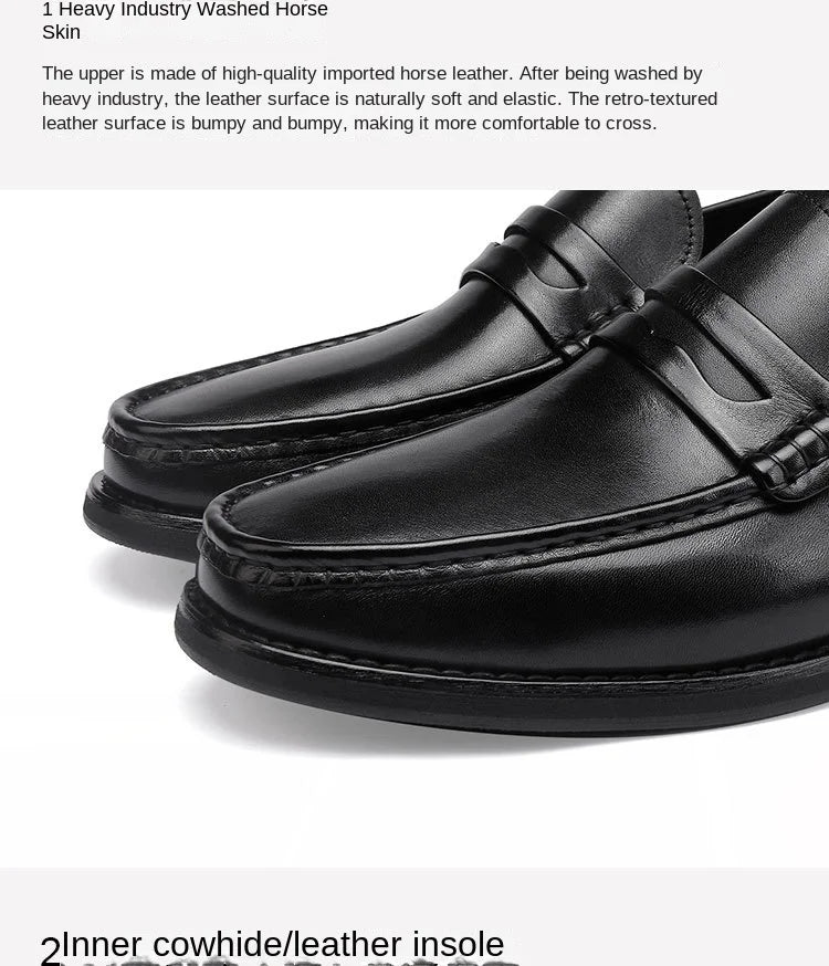 Vintage Top Layer Genuine Leather Slip on Loafers Breathable Moccasins Driving Design Casual Cowhide Shoes for Men