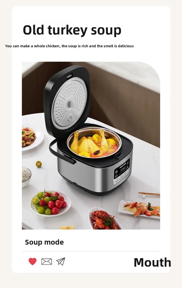 Low sugar rice cooker rice soup separation steaming 2-3L uncoated stainless steel rice cooker timer reservation