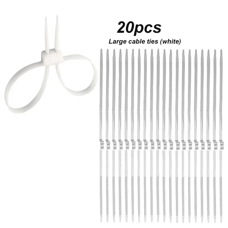 2/20PCS 27.5" Heavy Duty Police Plastic Handcuffs – Flexible Self-Locking Double-Head Nylon Cable Zip Ties