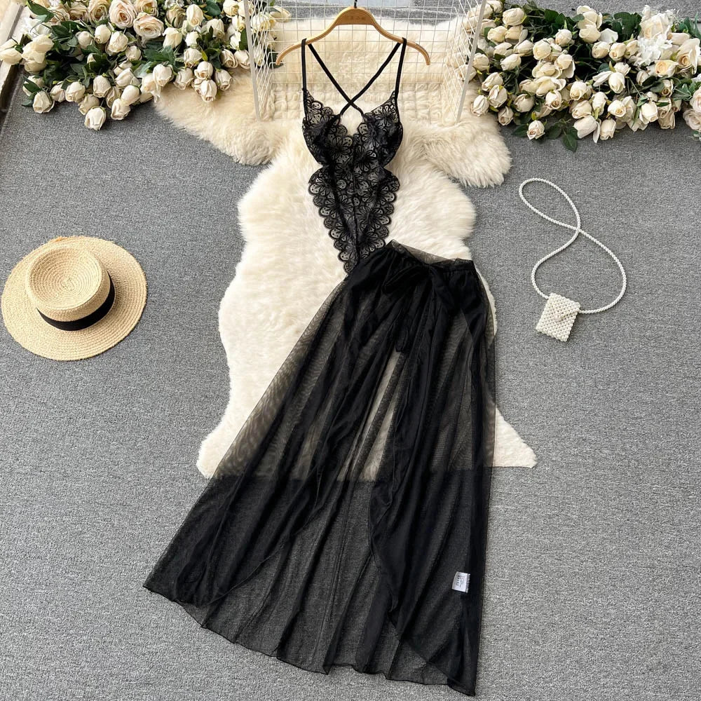 Combinaisons de plage bikini tendance pour femmes, asymétriques, moulantes, entrejambe ouverte, maillots de bain sexy automne-hiver, dos nu, body sensuel, hotsw