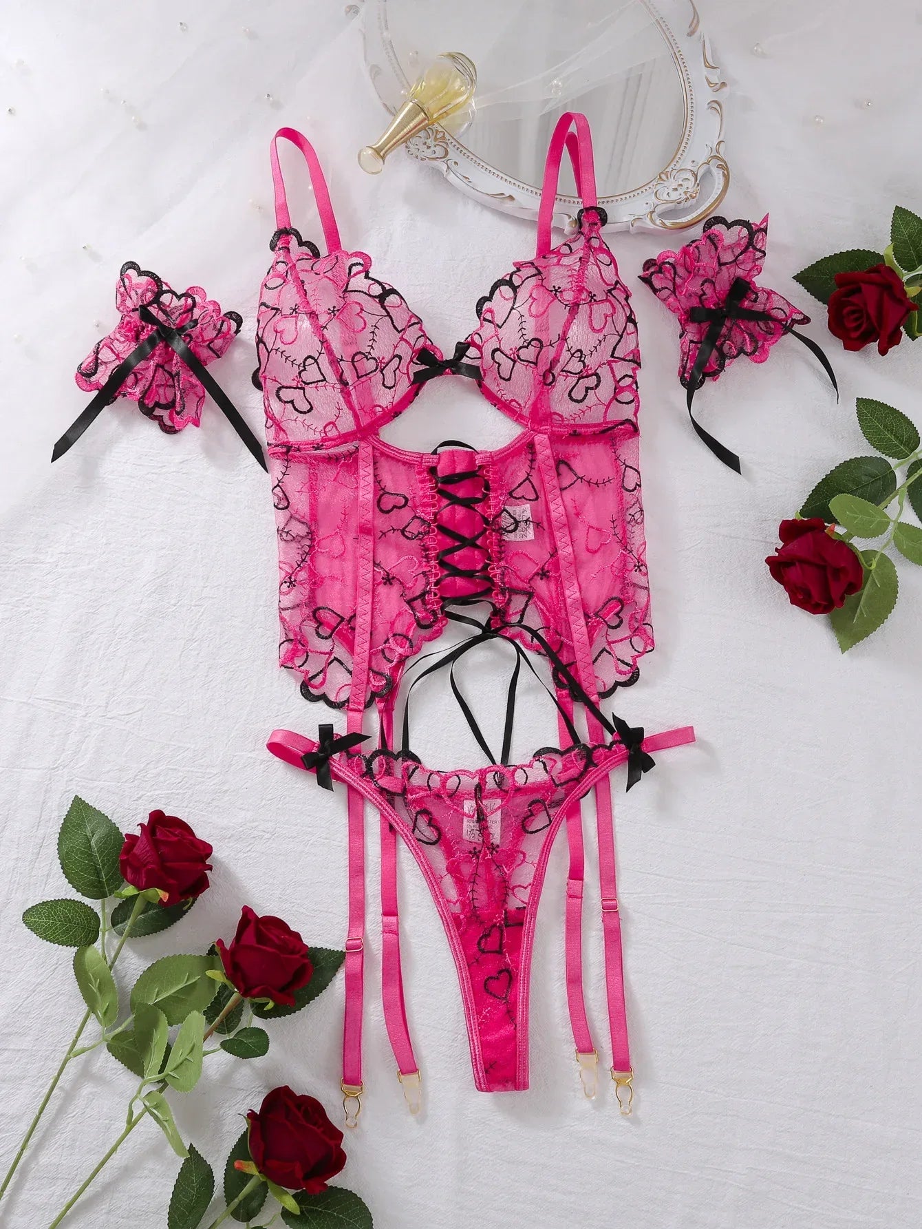 Diccvicc Women Underwear Lace Up Corset Tops Panty Set Onlyfans Darling Lingerie Sexy Intimates Romantic Outfits Female Clothes