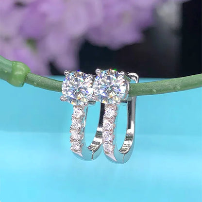 Fine Jewelry Pass Diamond Tester Pen Moissanite Hoop Earrings For Women With GRA S925 Sterling Silver For Women Ear Clasps