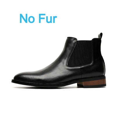Genuine Leather Classic Men High Top Chelsea Ankle Boots High Quality Mens Casual Dress Business Shoes Comfy OutdoorBasic Boots