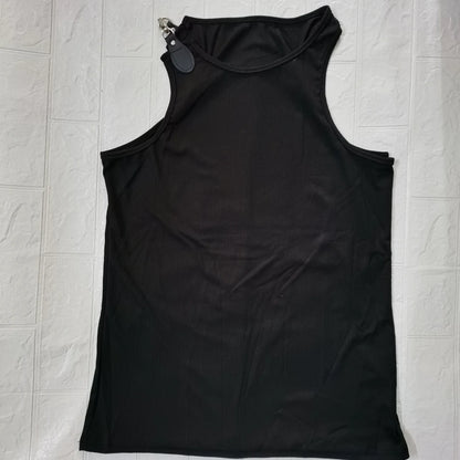 2026 Streetwear Men's Sexy Chain Button Straps Tank Tops Hip Hop Vest T-shirts Men Sleeveless Elastic Slim Fitness Muscle Vests