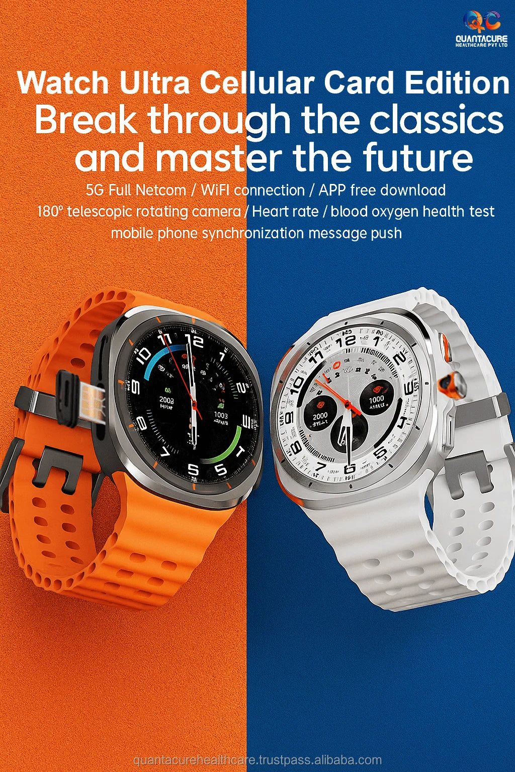 2025 QC AX01 U8 Ultra Android GPS AMOLED Smartwatch Camera 1.5' 480*480 Display 3GB+32GB 5G GPS SIM VoLTE Compass Square