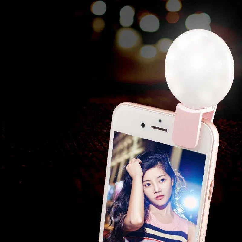 Mobile Phone LED Selfie Ring Light Portable Mini Durable Practical Three Stop Dimming Circle Photography Clip Fill Light