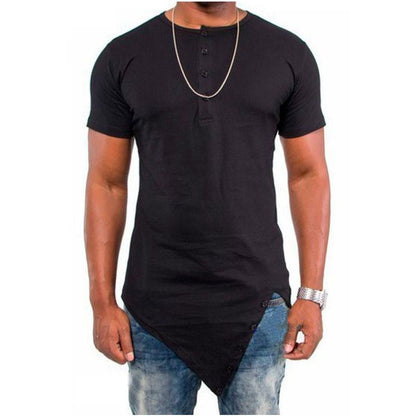 MRMT 2026 Brand New Men's Popular Irregular Short-Sleeved Men's Solid Color All-Match T-Shirt Hip-Hop Hip-Hop Fashion Casual Men