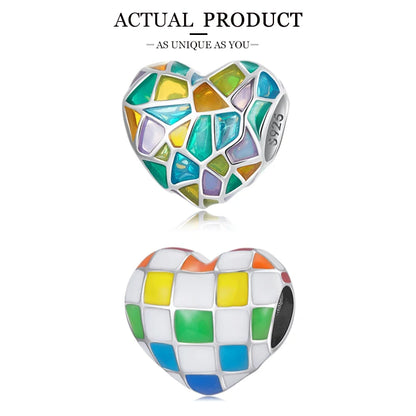 WOSTU Real 925 Sterling Silver Heart Pendents Gifts Charms Beads Fit Original DIY Bracelet Necklace Mother's Day Jewelry for Mom