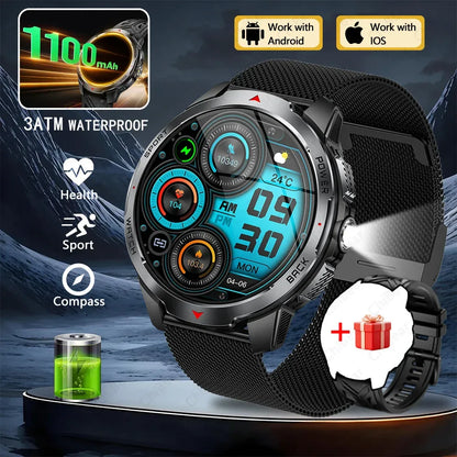New T-Rex3 Pro 1100mAh Battery Smart Watch Men Compass 5ATM Waterproof Bluetooth Call Heart Rate Sports Run tracker Smartwatch