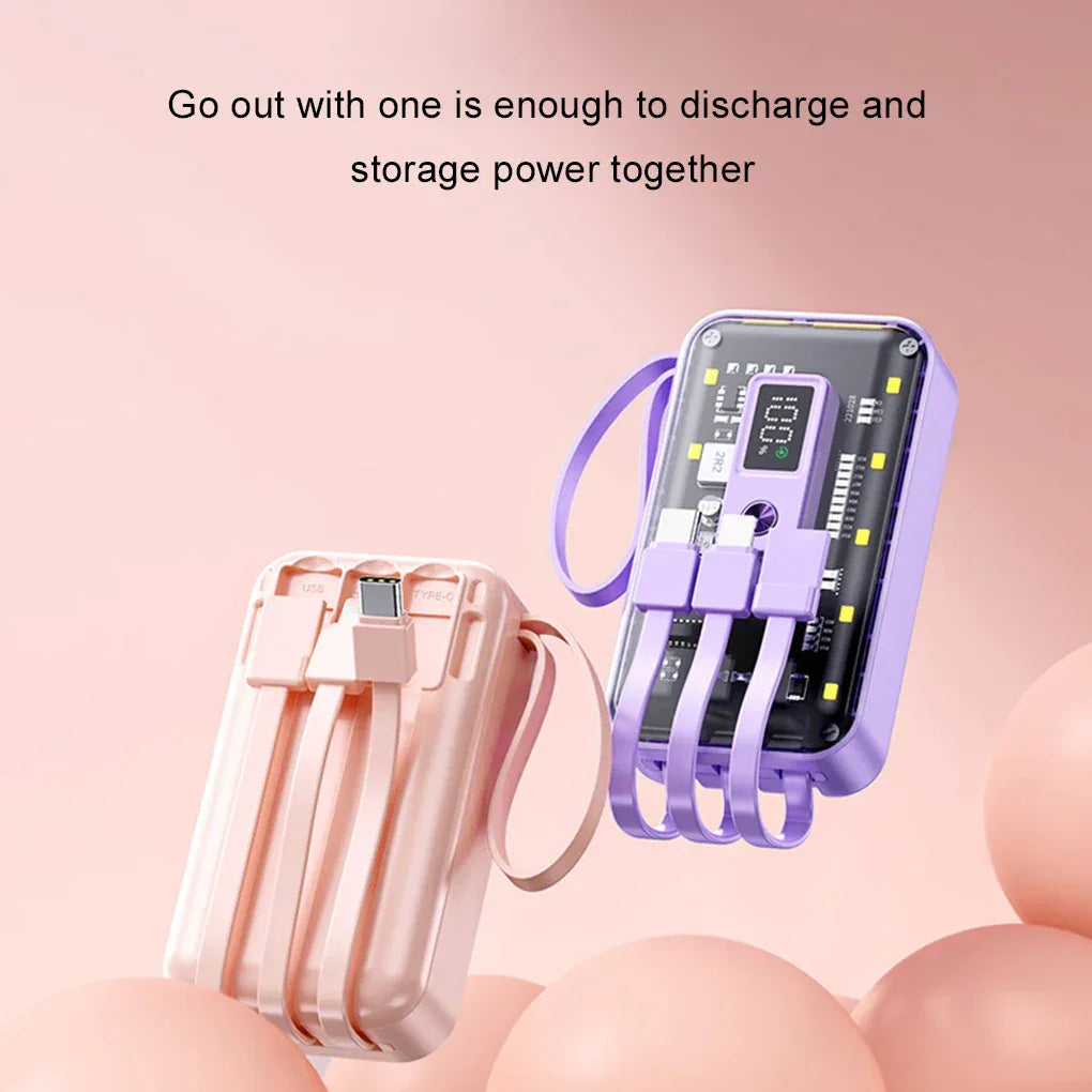 Transparent Mini Power Bank Kit Portable Fast Charging For21700 DIY Kit And Has Future Shape Is violet Battery not Included