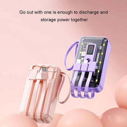 Transparent Mini Power Bank Kit Portable Fast Charging For21700 DIY Kit And Has Future Shape Is violet Battery not Included
