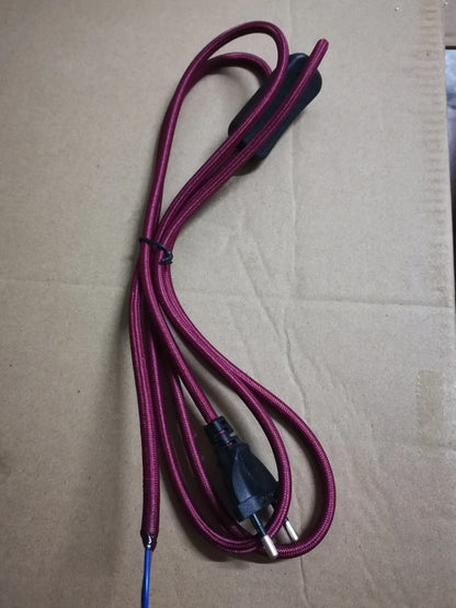 2m AC 220-250V EU Power Cord with Switch Fabric Covered Electrical Power Cable For DIY Table Lamp Cord