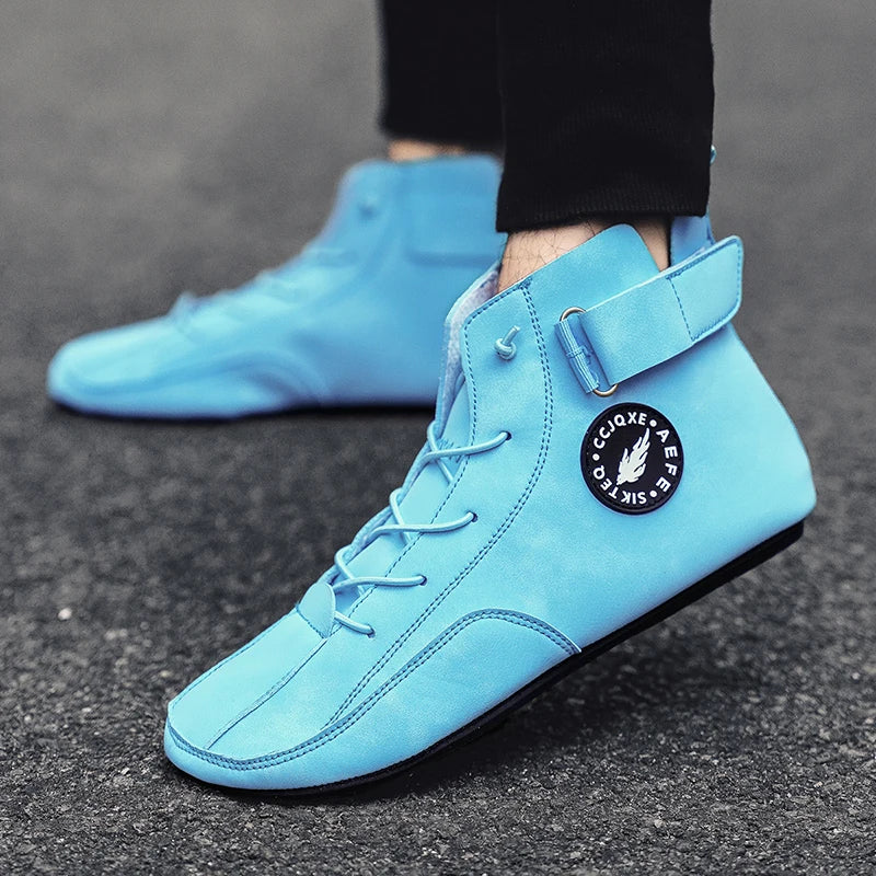 YRZL Men's Shoes Ankle Boots Lightweight Anti-slip Man Casual Walking Shoes Soft Soles Comfortable Breathable Blue Shoes for Men
