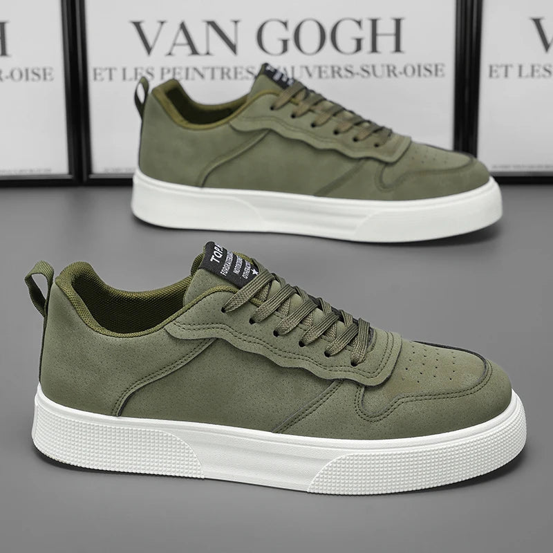 Men's Shoes Spring and Autumn New Style Green Black Red Sports Shoes Soft Sole Breathable Men's Low-Top Versatile Casual Shoes