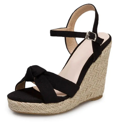 REAVE CAT Brand Women Sandals Open Toe Flock Suede Wedges 11cm Platform Buckle Strap Big Size 44 45 46 Soft Leisure Daily Shoes