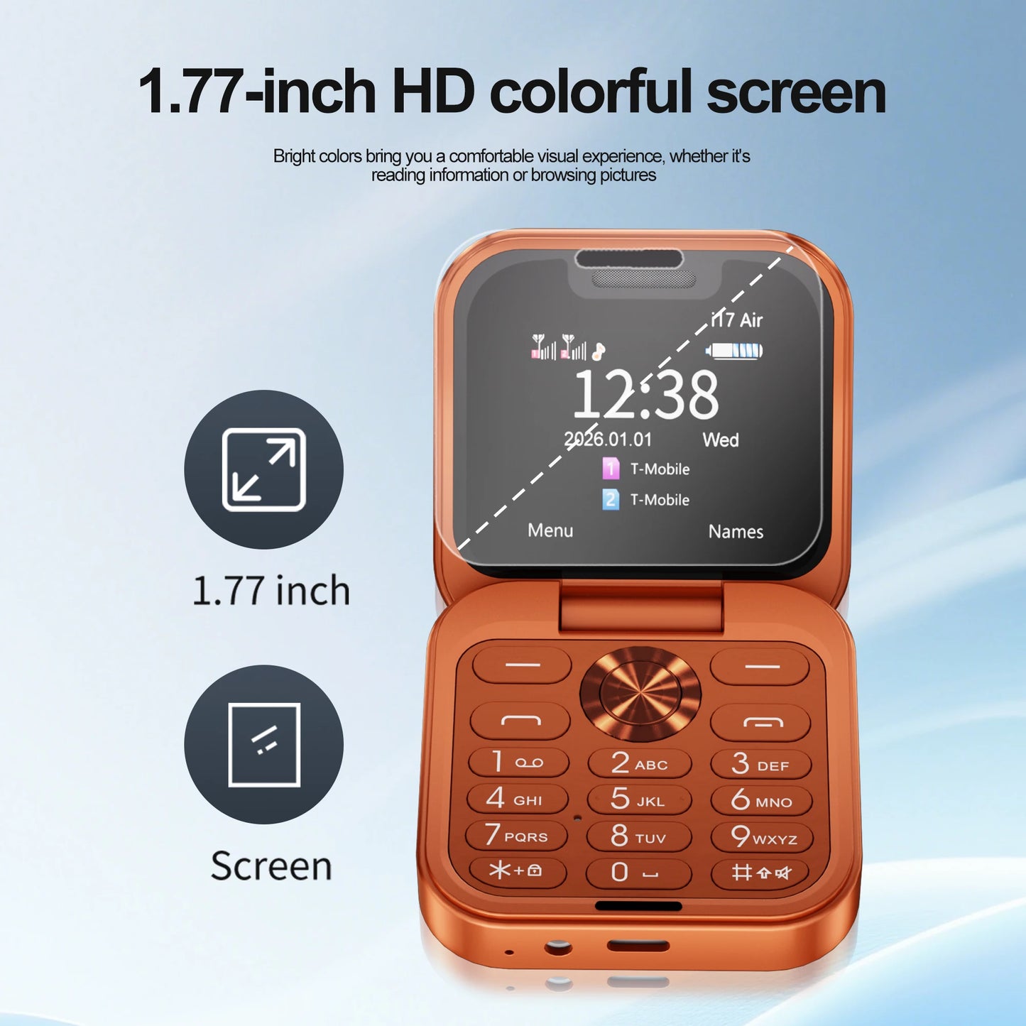 SERVO i17 AIR Mini Foldable Mobile Phone 2G GSM 1.77" Display Magic Voice Speed Dial FM Radio 2 SIM Card Small Square Cellphones