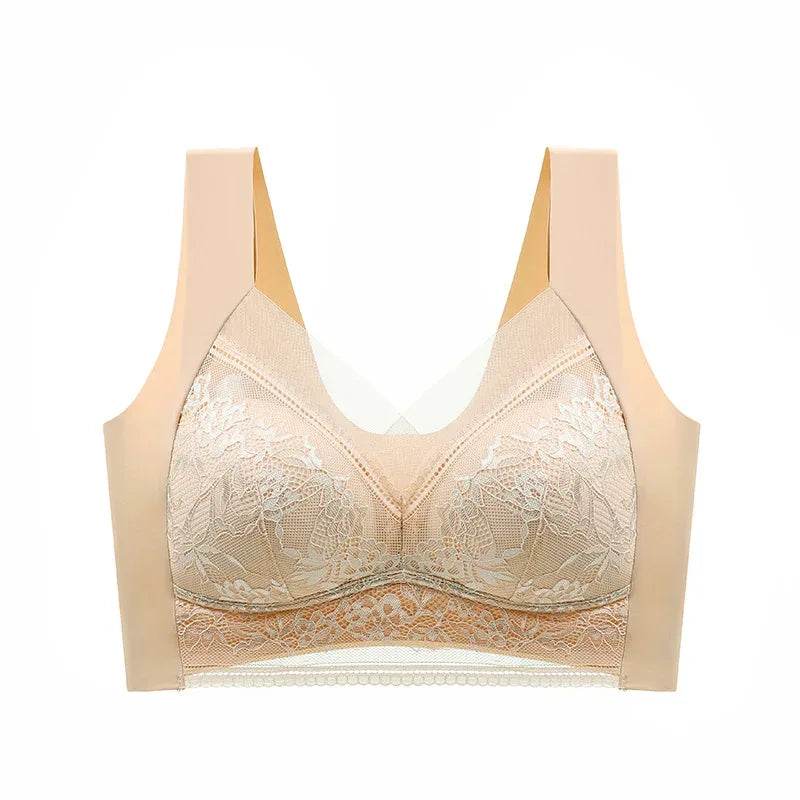 FallSweet Seamless Ice Silk Push Up Bra for Women Wireless Lace Bralette Plus Size Brassiere Summer Comfort Underwear Lingerie