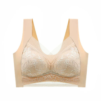 FallSweet Seamless Ice Silk Push Up Bra for Women Wireless Lace Bralette Plus Size Brassiere Summer Comfort Underwear Lingerie