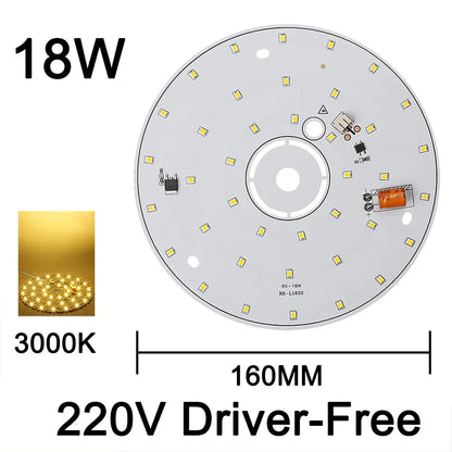 220V Driver-Free Light Panel LED Light Chip DIY Round Nordic Light Source Accessories Replacement Household Chandelier Bulb Patc