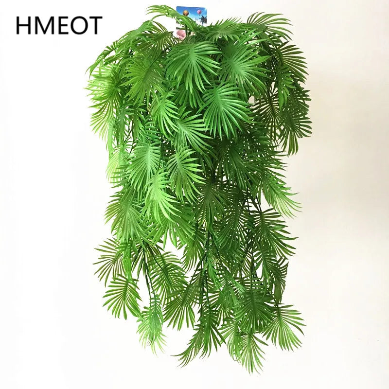 Artificial Palm Green Plants Vine Turtle Leaf Rattan Ceiling Wall Hanging Flower Maple Leaves Wedding Garden Balcony Home Decor