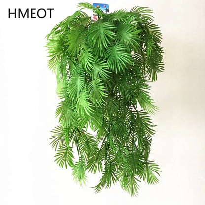 Artificial Palm Green Plants Vine Turtle Leaf Rattan Ceiling Wall Hanging Flower Maple Leaves Wedding Garden Balcony Home Decor