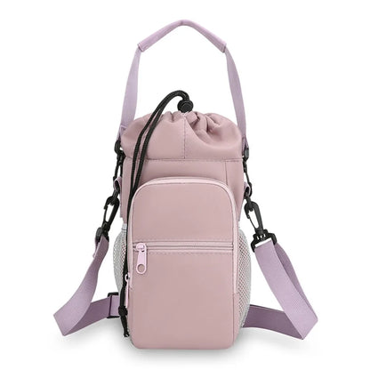 Universal Portable Water Bottle Bag Waterproof with Phone Pocket Insulated Cup Protective Cover Adjustable Strap Creative