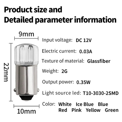 5PCS Ba9s Signal Lamp Led T4W 3030 Chip For Car Roof lights Mirror lights License Plate Lights 6000K White ba9s Led 6V 12V