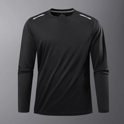 Long-Sleeved Ice Silk Breathable Running Top Round Neck Fitness Wear Quick-Drying Sports T-Shirt Thin Casual Quick-Drying