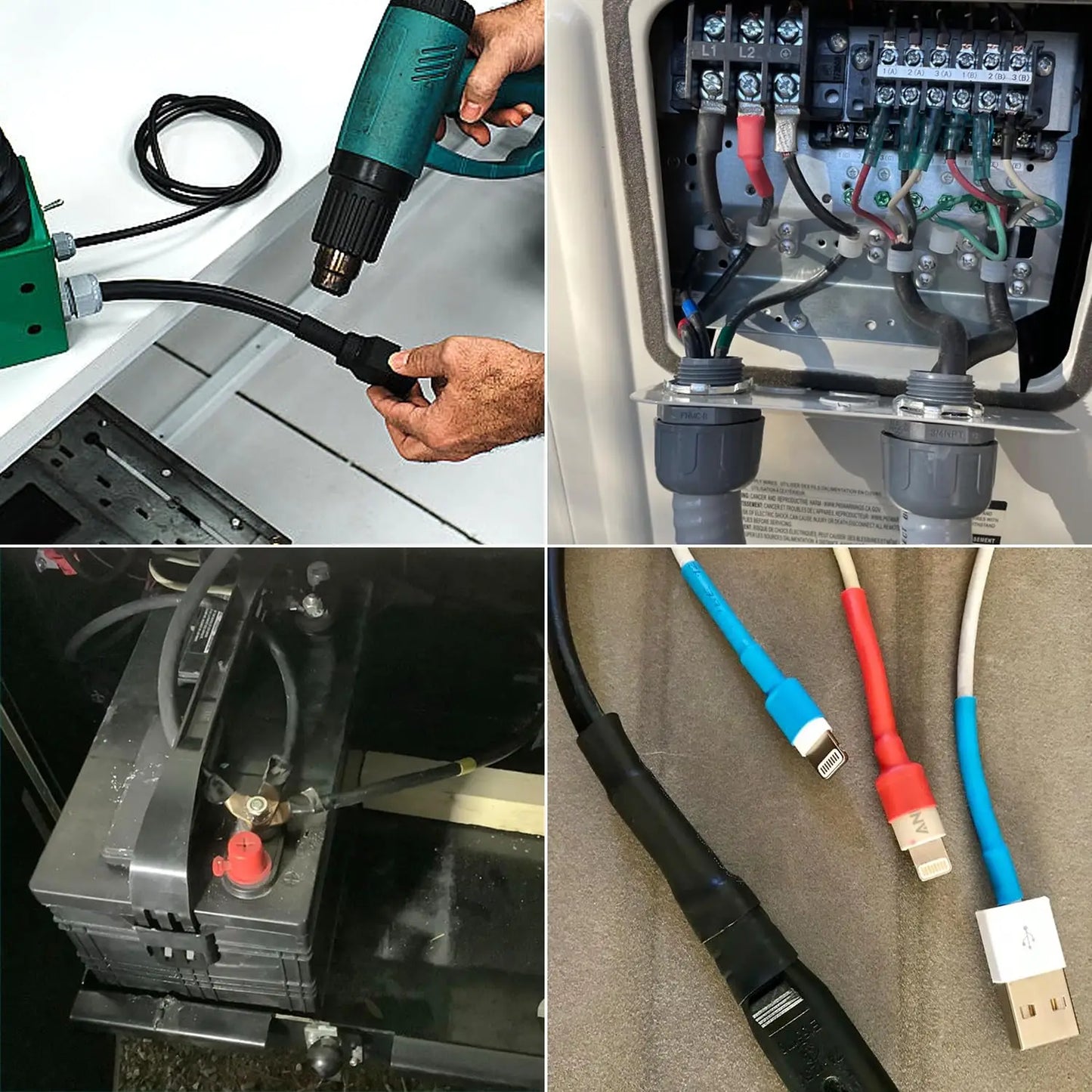 1M 4:1 4/6/8/12/16mm Heat Shrink Tubing Marine Grade Waterproof Adhesive Lined Black Polyolefin Sleeving Wrap Shrinking 4 to 1