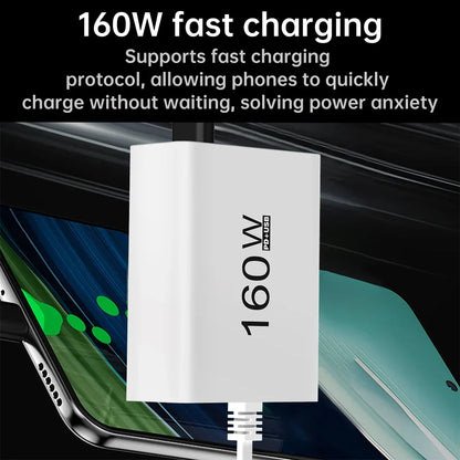 160W 7 Ports USB Charger USB Type C Wall Charger Adapter For Xiaomi iPhone Samsung POCO EU/US Plug USB PD Travel Chargers Socket