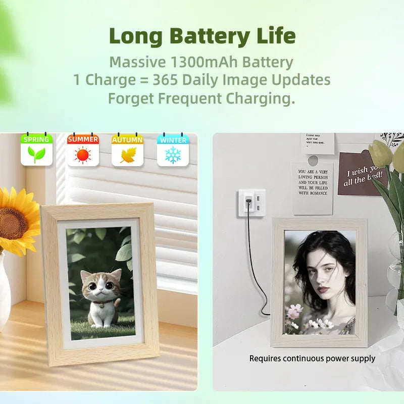 Bigme F7 E-ink Digital Picture Frame, 7.3-inch paper-like digital photo frame support WIFI, 1300mAh battery ultra-long standby