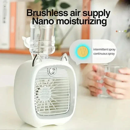 TINSOL USB Mini Air Conditioning Fan, Humidifier Desktop Fan Spray Electric, 1200mAh, Three Gear Air Conditioning, Cooling Fan