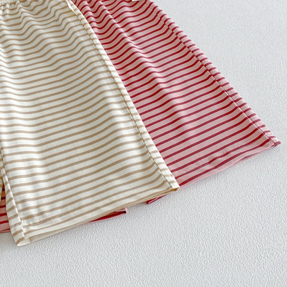 Summer new style baby striped shawl short sleeve wide leg pants two-piece set Korean version girl fashionable suit