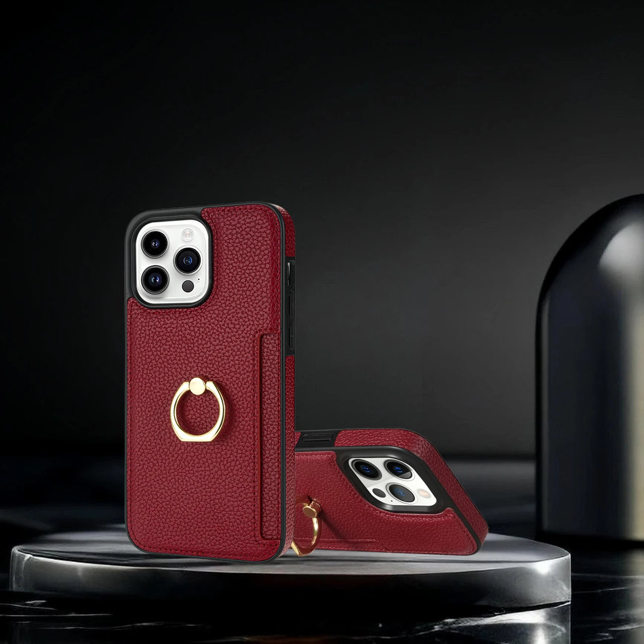 Leather Wallet Phone Case for iPhone Air 17 16 15 14 13 12 11 Pro Max XS XR X 7 8 Plus Ring Holder Card Solt Litchi Stand Cover