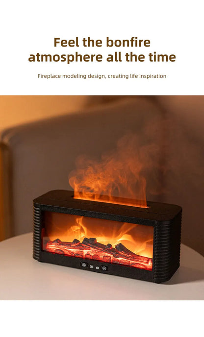250ml Flame Fireplace Aroma Humidifier Colorful Light Aromatherapy Essential Oil Diffuser with Timed Auto Off for Home Bedroom