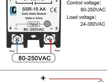 LCTC 10PCS SSR 10A 25A 40A 50A 60A 80A 100A Solid State Relay DC To AC AC To AC DC To DC Single Phase Control Relay
