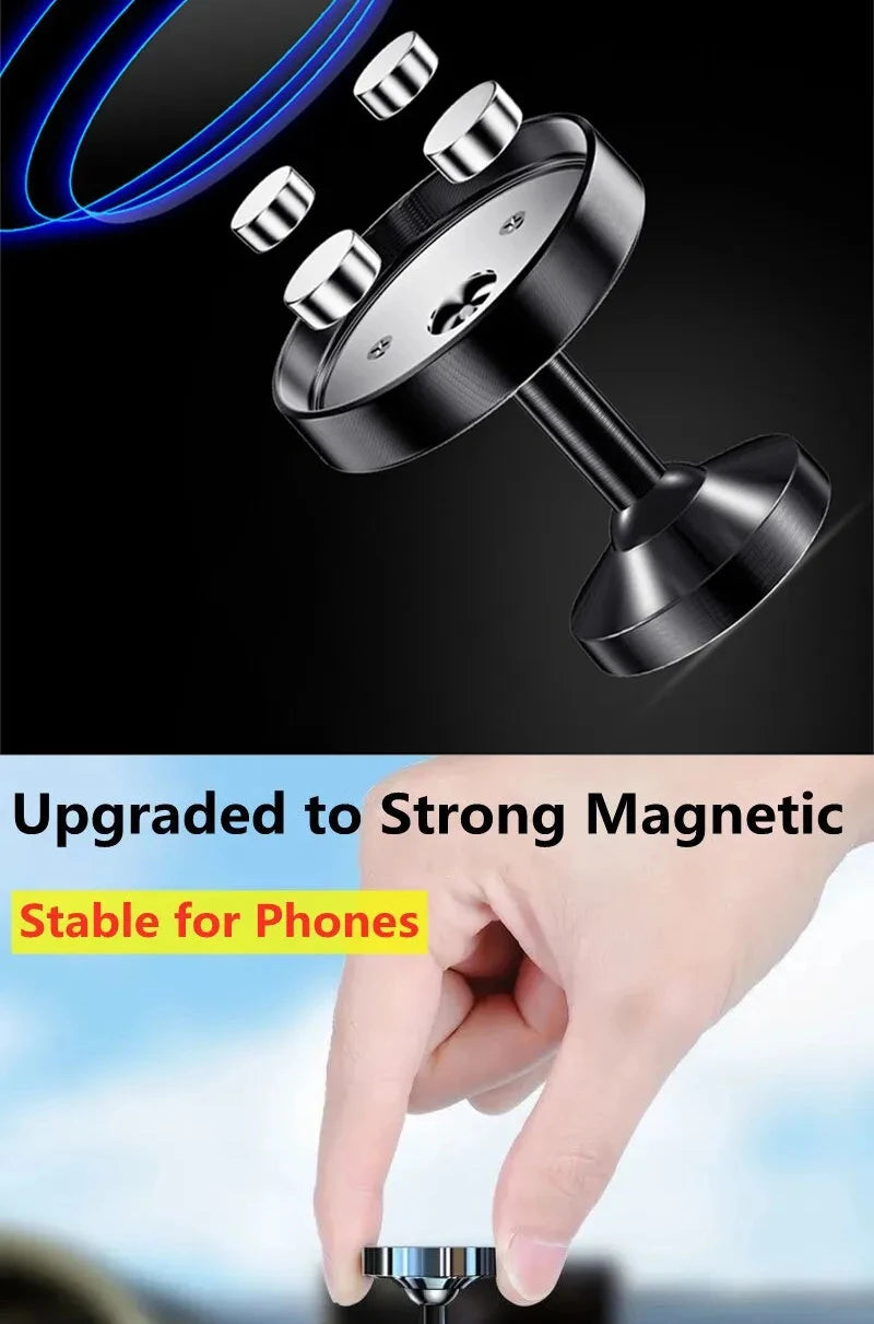 Creative Dual Axis Alloy magnetic car bracket 720 ° rotation Double ball magnetic phone holder for Any model phone