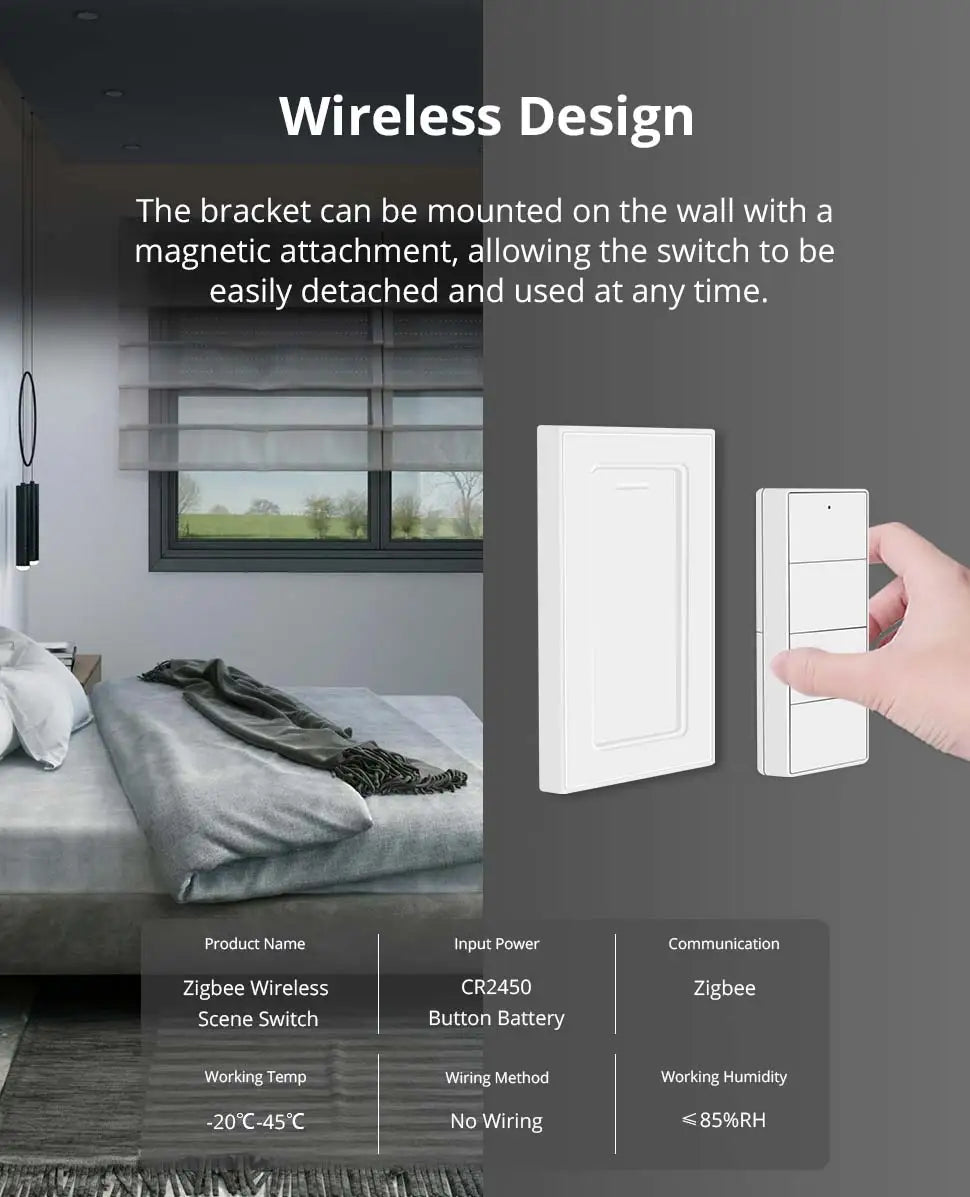 Zemismart Zigbee Wireless Switch,US Standard Scene Controller, Work with Tuya,Home Assistant, Homey, Hubitat,Smartthings